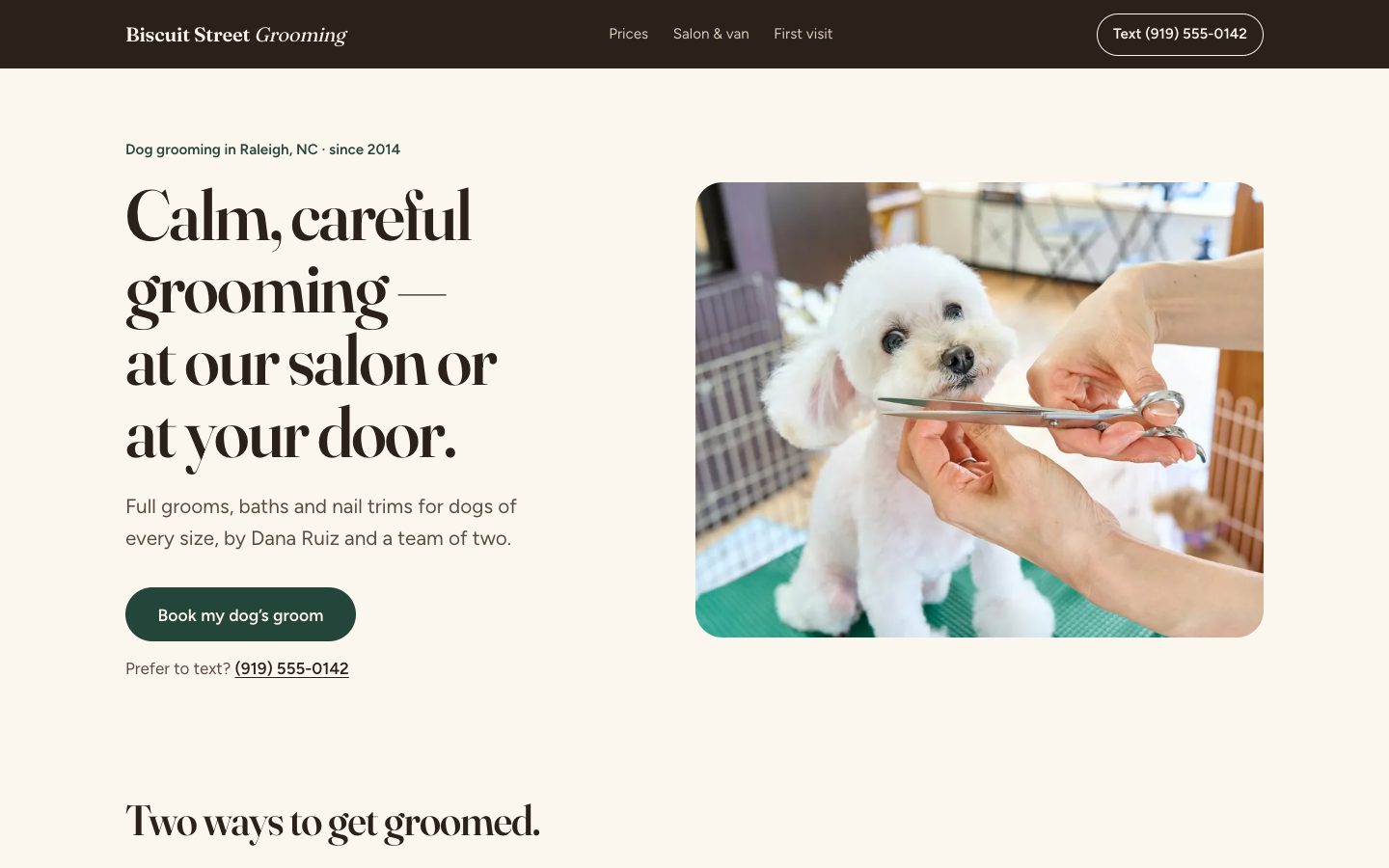 Biscuit Street Grooming on a desktop screen